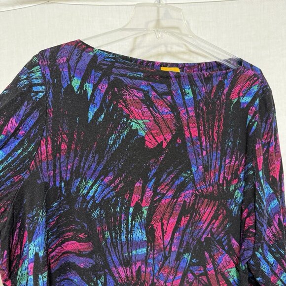 Ruby Rd Womens Blouse Plus 2X Boat Neck Colorful 3/4 Sleeve Shirt Top Artsy Art - Picture 8 of 8